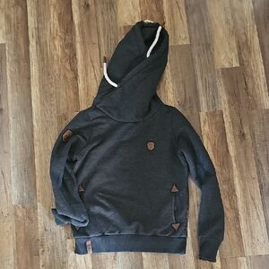 Dark Gray Hoodie with Unique Collar